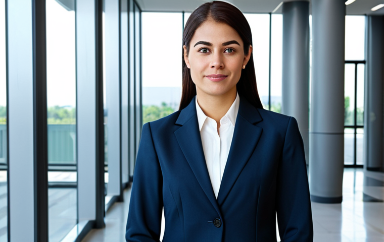 **
"A professional businesswoman in a modest business suit, standing confidently in a modern office building lobby, fully clothed, appropriate attire, safe for work, perfect anatomy, natural proportions, professional photography, high quality, family-friendly."
**