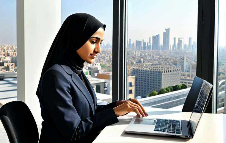 **
"A professional Arab businesswoman in a modest, tailored suit, working on a laptop in a modern, sunlit office overlooking a cityscape. Fully clothed, appropriate attire, safe for work, perfect anatomy, natural proportions, professional, high quality, family-friendly, well-formed hands, proper finger count."
**