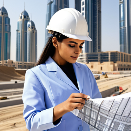 Home 6 설명 가능한 AI를 위한 프로그래밍 언어 - A professional female architect in a stylish, modest outfit, reviewing blueprints on a construction ...