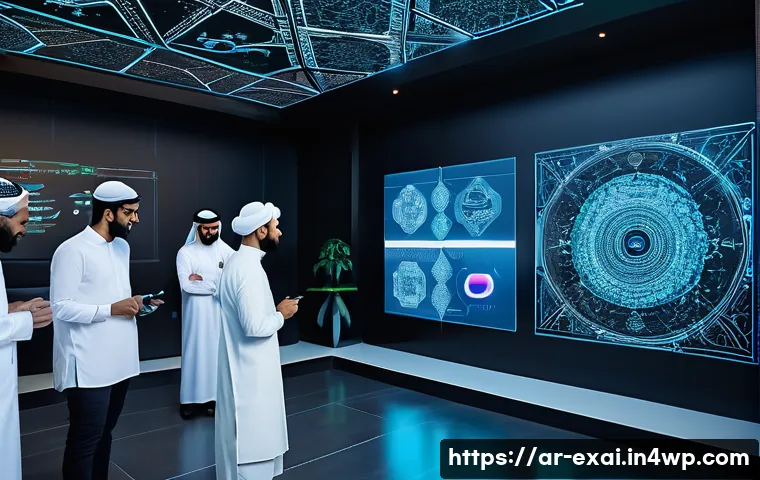 설명 가능한 AI의 알고리즘 해석 - A sophisticated digital art piece illustrating a diverse group of Middle Eastern AI researchers and ...