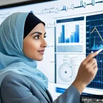 설명 가능한 AI의 학습 모델 비교 - A detailed digital illustration of an Arabic professional woman in a modern office environment, anal...